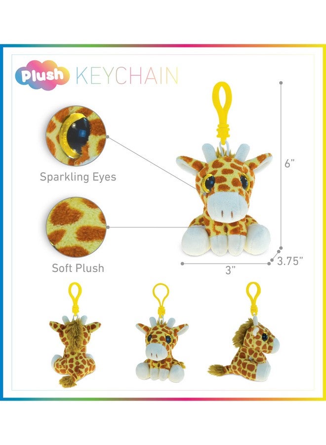 Puzzled Puzzled DolliBu Big Eye Giraffe Plush Keychain - Stuffed Giraffe Keychain, Fluffy Plush Keychains for Backpack, Purse, Wallet, or Bag, Cute Zoo Party favors Keychain Charm for Kids and Adults - 6 Inch  - Image 2