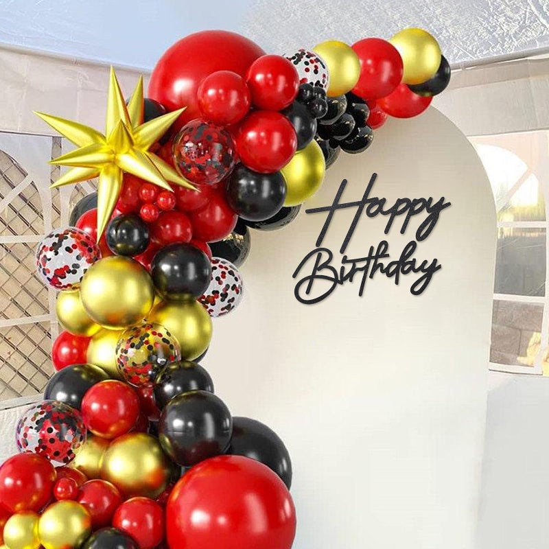 MASTRON Happy Birthday Sign for Backdrop - Glitter Happy Birthday Felt Letter Sign for Balloon Arch Birthday Party Balloon Arch Backdrop Decorations for Birthday Party Baby Shower - Glitter Black - Image 3