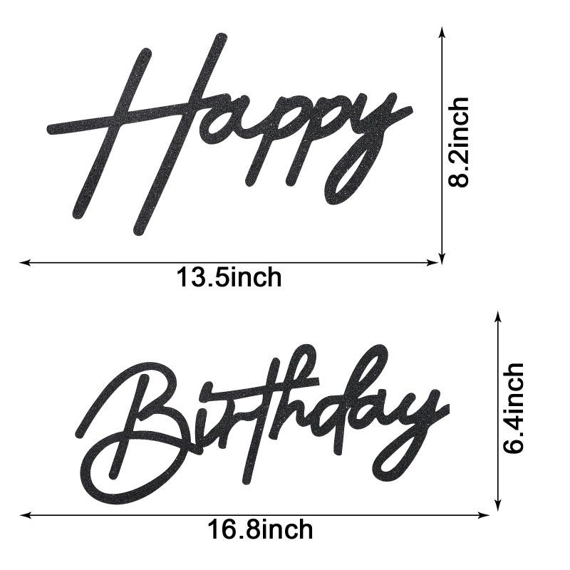 MASTRON Happy Birthday Sign for Backdrop - Glitter Happy Birthday Felt Letter Sign for Balloon Arch Birthday Party Balloon Arch Backdrop Decorations for Birthday Party Baby Shower - Glitter Black - Image 2