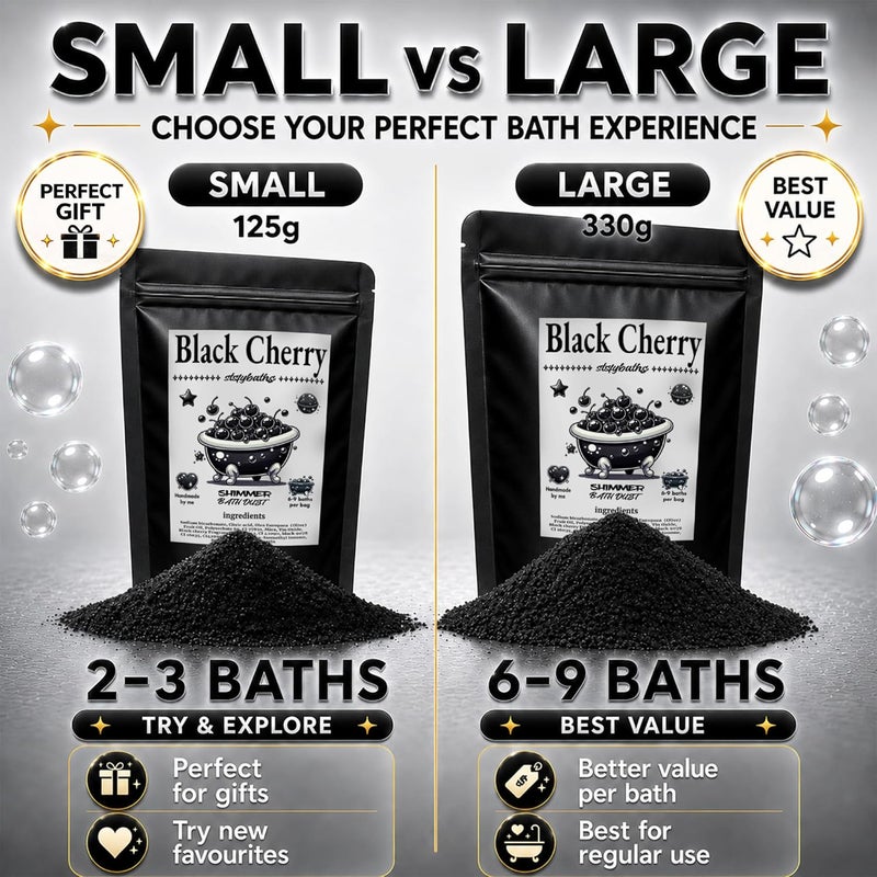 Classic modern blend design Black Cherry Shimmer Bath Bomb in A Bag - Handmade Scented Bath Bombs for Women,Kids and Men - Bulk Bathbomb Fizzies Perfect for Boys and Girls All Ages (Large, Black) Transparent body - Image 5