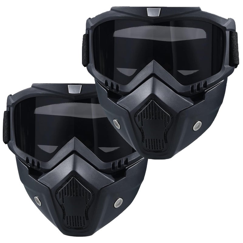 BROYEUR 2 Pcs Paintball Mask Anti Fog,Tactical Full Face Mask Ski Mask Goggles Detachable Adjustable,Motorcycle Riding Face Protection (2black) - Image 1