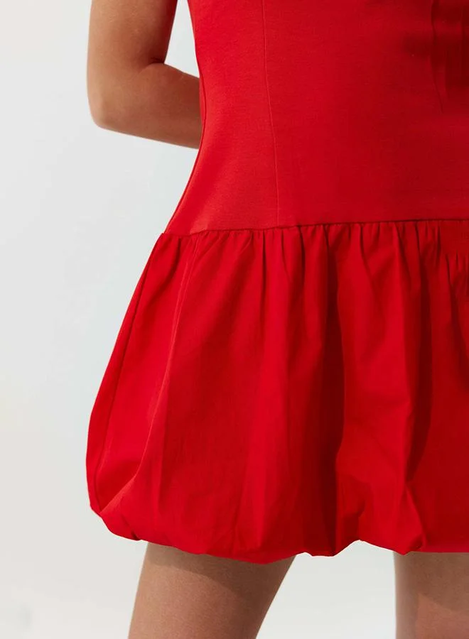 Virgio 100% Viscose And Bubble Hem Mini Dress
