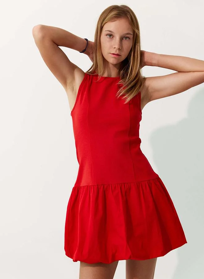 فيرجيو 100% Viscose And Bubble Hem Mini Dress