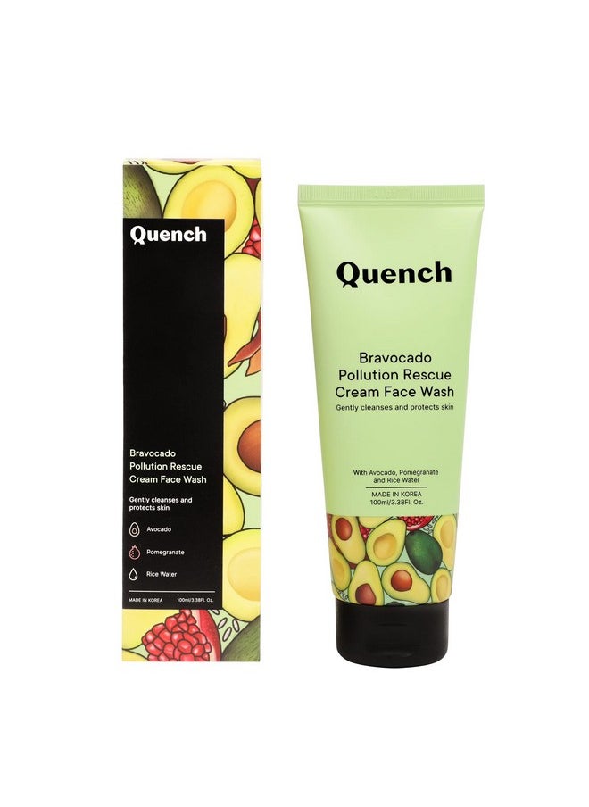 Quench Bravocado Pollution Rescue Cream Face Wash With Vitamin E & Avocado Korean Face Wash For Dry & Sensitive Skin Deeply Cleanses & Exfoliates Skin To Give Glowing Skin (100Ml) - pzsku/Z7A46A0BDB5082BD67400Z/45/_/1701769233/eb9e6340-e67d-4bc1-bd18-77b6760f55a2