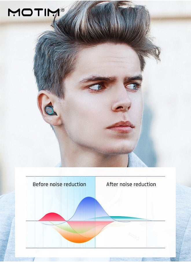 True Wireless Bluetooth Earbuds w/Noise Cancelling, Hi-Fi Sound, HD Voice, Automatic Power On Pairing, 360 Audio, Comfort Ear Fit, Conversation Mode, Water Resistant, LED Intelligent Digital Display