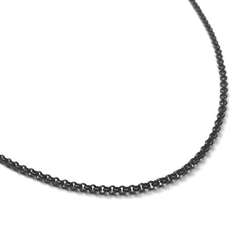 Loralyn Designs Black Stainless Steel Rolo Link Necklace Chain 20 Inch Lobster Clasp Closure - Image 2