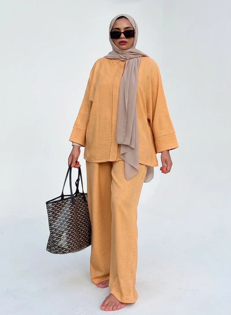 Bond Butter Yellow Loris Melange Shirt & Pants Co-Ord Set