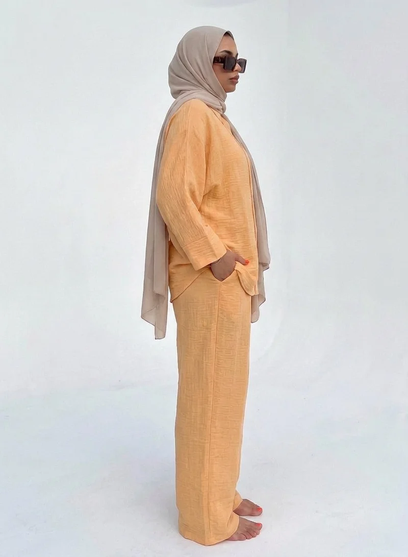 Bond Butter Yellow Butter Yellow Loris Melange Shirt & Pants Co-Ord Set for Women | Best Price UAE