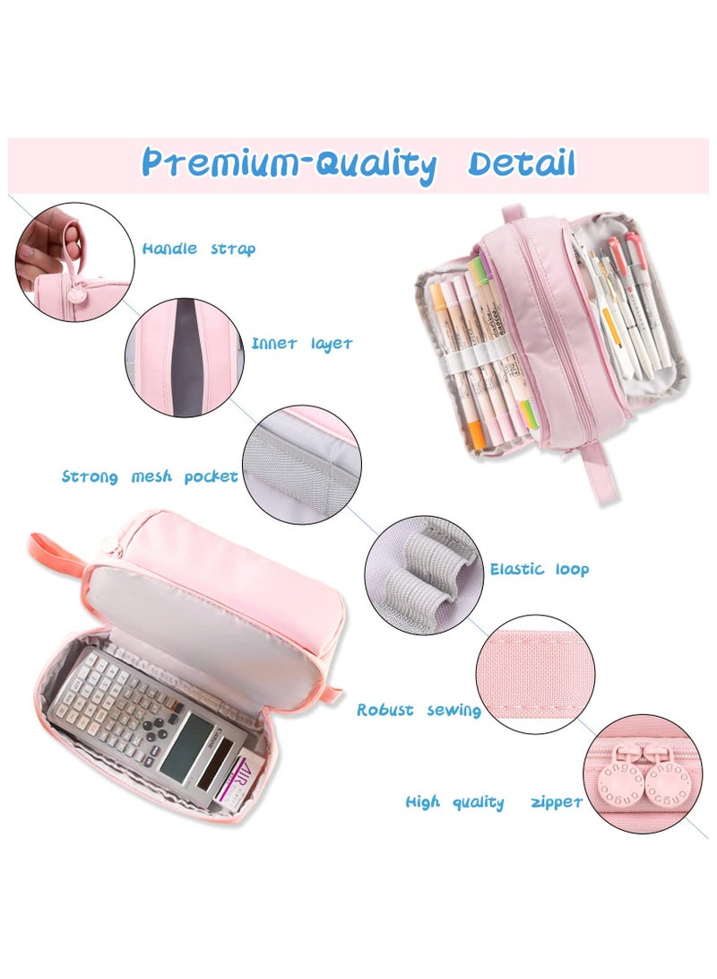 حقيبة أقلام رصاص كبيرة، حقيبة أقلام رصاص ذات سعة كبيرة، مع مقبض مع مقصورات منظم أدوات مكتبية - Image 2