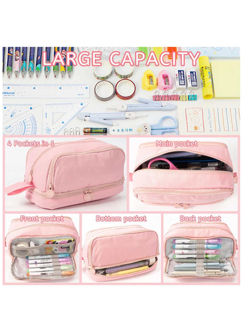حقيبة أقلام رصاص كبيرة، حقيبة أقلام رصاص ذات سعة كبيرة، مع مقبض مع مقصورات منظم أدوات مكتبية - Image 5