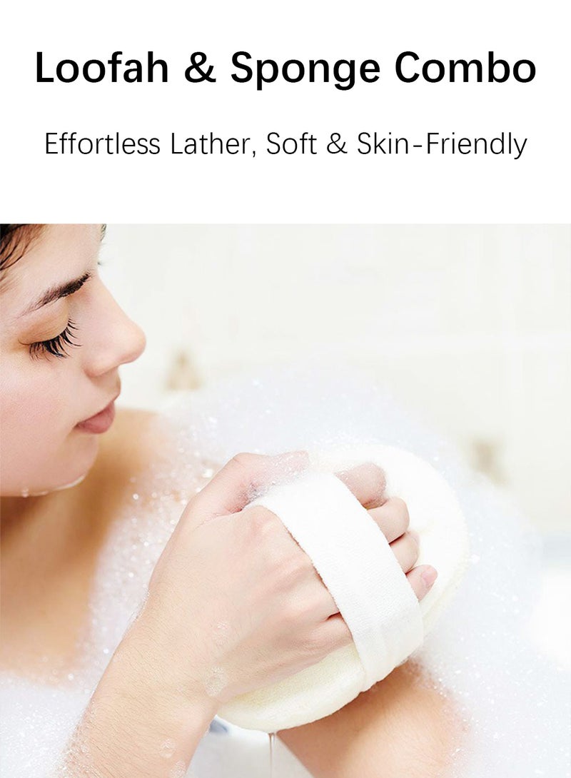 ليفة استحمام، إسفنجة استحمام، مقشرة، تزيل الجلد الميت، مناسبة للجنسين - بيج - Image 3
