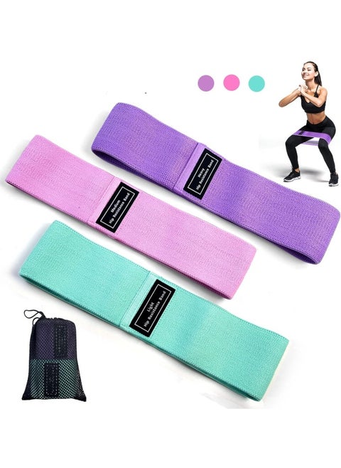 Resistance Bands Fabric,Exercise Bands Non Slip Hip Elastic Bands For Hip, Legs, Butt, Glutes And Thighs Workout, Thick Wide Fitness Loop Circle Resistance Bands, Set Of 3 Pack, Multicolor