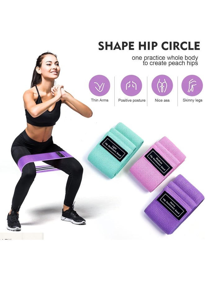 Resistance Bands Fabric,Exercise Bands Non Slip Hip Elastic Bands For Hip, Legs, Butt, Glutes And Thighs Workout, Thick Wide Fitness Loop Circle Resistance Bands, Set Of 3 Pack, Multicolor