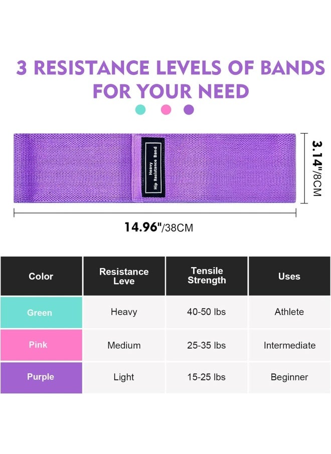 Resistance Bands Fabric,Exercise Bands Non Slip Hip Elastic Bands For Hip, Legs, Butt, Glutes And Thighs Workout, Thick Wide Fitness Loop Circle Resistance Bands, Set Of 3 Pack, Multicolor