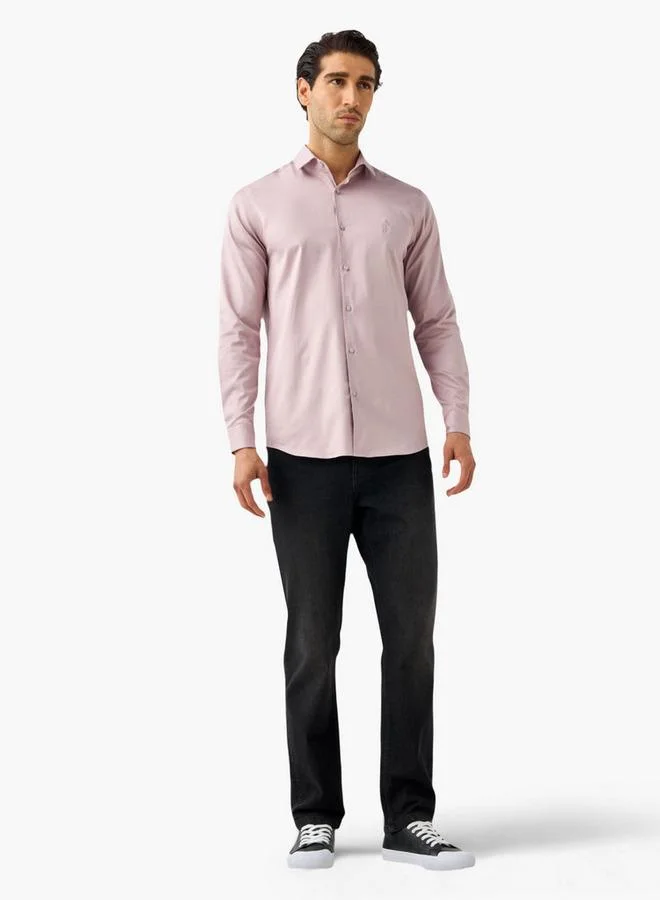 Emperor Emperor Embroidered Shirt with Collar and Long Sleeves