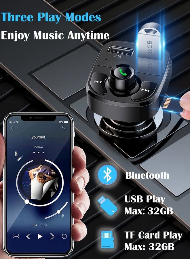 LIHAN شاحن سيارة يدوي، جهاز إرسال راديو FM بلوتوث لاسلكي، محول موسيقى MP3، منفذ USB مزدوج متوافق مع جميع الهواتف الذكية، سامسونج جالاكسي، LG، HTC، إلخ. - Image 3