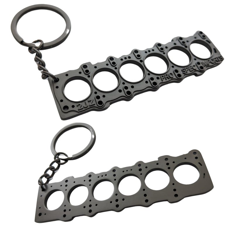 Pro Spec Imports 2JZ Head gasket keychain exact miniature solid metal for Toyota Supra A80 Mk4 Aristo Crown Chaser Soarer Lexus IS300 SC300 GS300 2JZGTE GE accessories gift