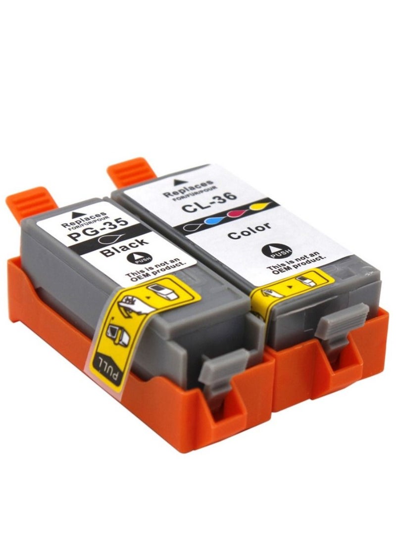 2 Packs PGI-35BK CLI-36C Compatible Ink Cartridge for Canon ip100ip110 Printer - Image 1