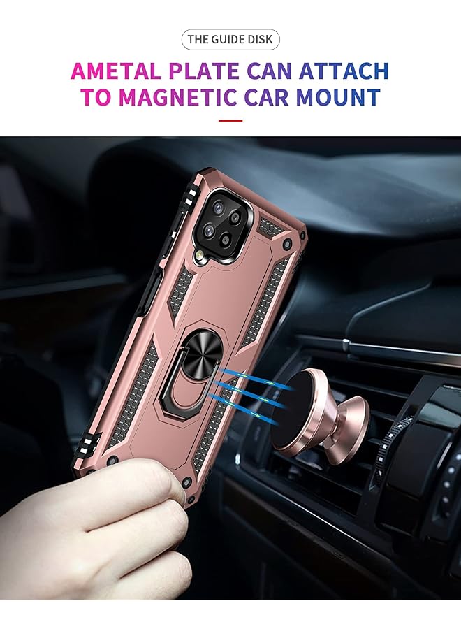 erorex For Samsung Galaxy A22 4G Galaxy M22 Kickstand Case With Screen Protector Tempered Glass 2 Pieces Hybrid Heavy Duty Armor Dual Layer Anti Scratch Case Cover A22 4G M22 Rose Gold - Image 5