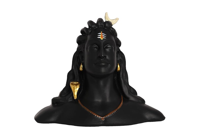 Karighar Adiyogi Shiv ji Idol for Home Decor Gift Puja Car Dashboard Statue Black Color 45 Inch Multicolor Fiber - Image 1