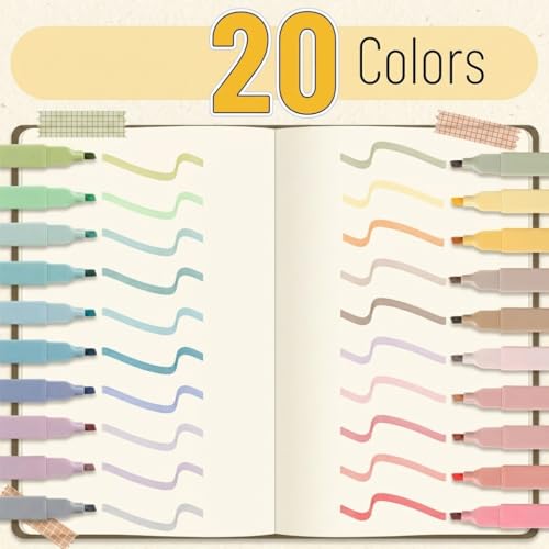 Mr. Pen Mr Pen Aesthetic Highlighters No Bleed 20 Pack Pastel Colors Chisel Tip Cute Highlighters Assorted Colors for Journaling Highlighting Underlining Fast Dry Back to School Supplies - Image 3