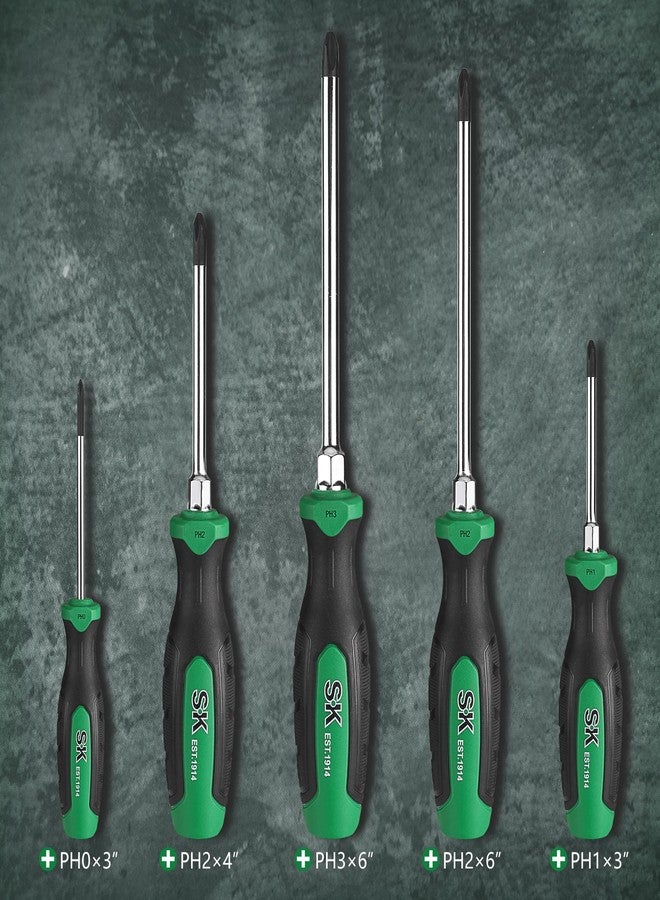 SK 5-Piece Phillips Screwdriver Set, Magnetic Screwdriver Set, S2 Steel, SureGrip Handle - Image 4