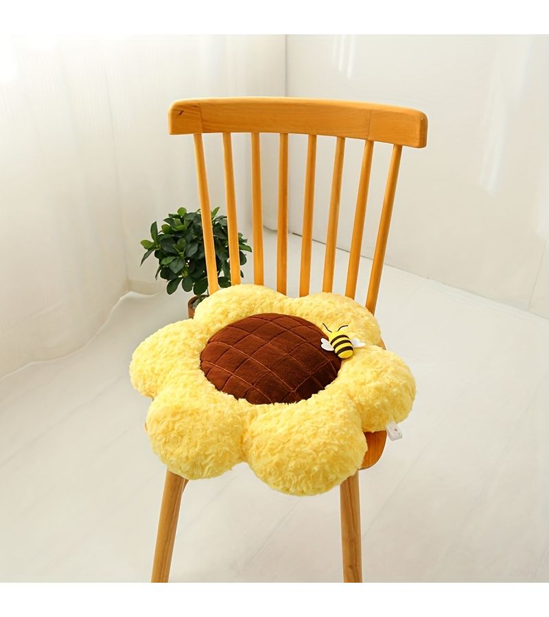 Yellow Decorative Sunflower Plush Seat Cushion For Home Office Sofa Couch - Image 5