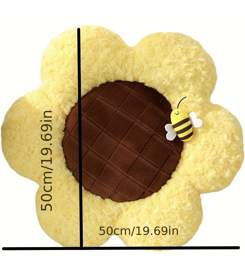 Yellow Decorative Sunflower Plush Seat Cushion For Home Office Sofa Couch - Image 3