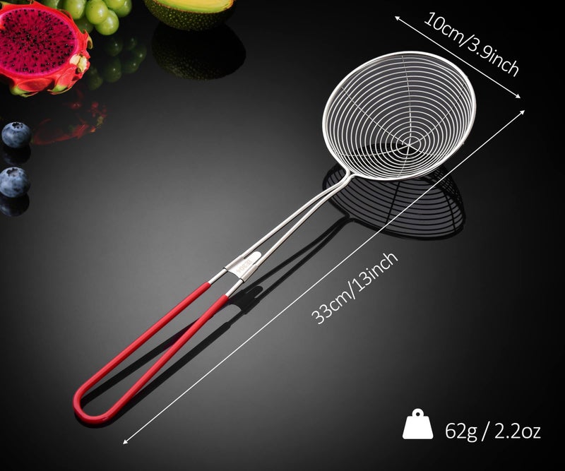 SUNWUKIN 304 Stainless Steel Spider Strainer Skimmer Ladle for Cooking and Frying, Kitchen Gadgets Utensils Wire Pasta Spoon - Image 4