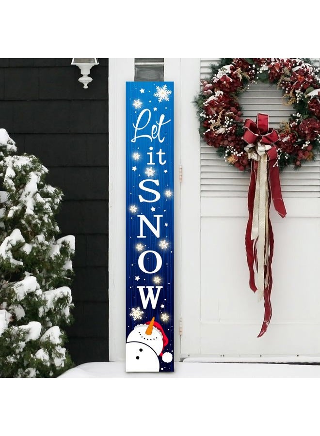 ARTDMT Lighted Wooden Welcome Porch Sign, 47.2"H Let It Snow Merry Christmas Winter Holiday Porch Board Sign for Front Door Farmhouse Outdoor Indoor Welcome Sign Wall Decor - Image 2
