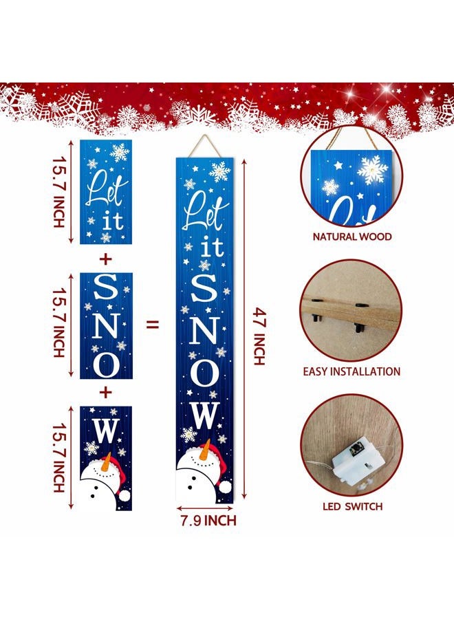 ARTDMT Lighted Wooden Welcome Porch Sign, 47.2"H Let It Snow Merry Christmas Winter Holiday Porch Board Sign for Front Door Farmhouse Outdoor Indoor Welcome Sign Wall Decor - Image 5