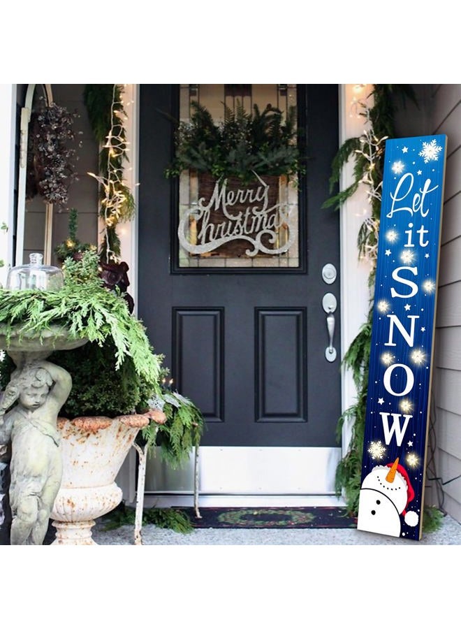 ARTDMT Lighted Wooden Welcome Porch Sign, 47.2"H Let It Snow Merry Christmas Winter Holiday Porch Board Sign for Front Door Farmhouse Outdoor Indoor Welcome Sign Wall Decor - Image 4