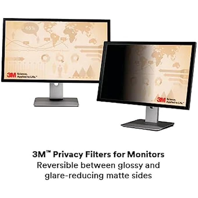 3M PRIVACY FILTER FOR 24 INCH WIDESCREEN MONITOR, REVERSABLE GLOSS/MATTE, REDUCES BLUE LIGHT, SCREEN PROTECTION, 16:9 ASPECT RATIO (PF240W9B), BLACK - Image 3