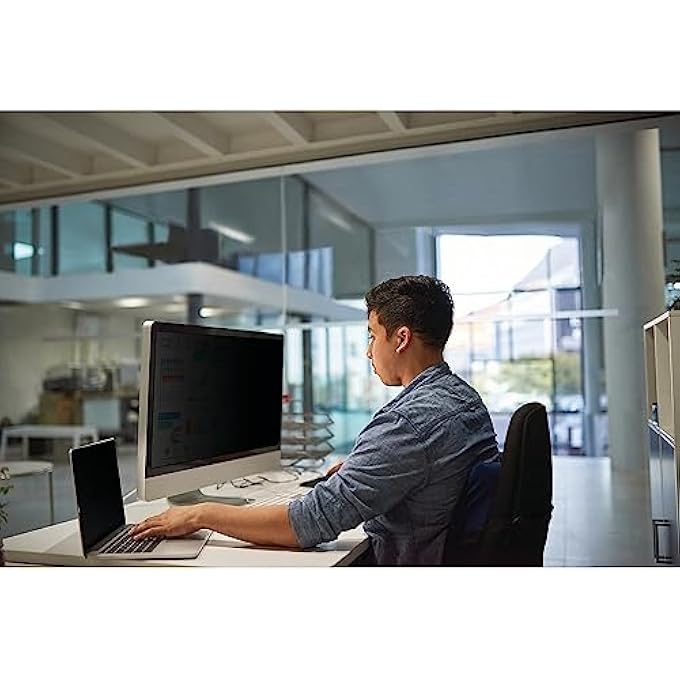 3M PRIVACY FILTER FOR 24 INCH WIDESCREEN MONITOR, REVERSABLE GLOSS/MATTE, REDUCES BLUE LIGHT, SCREEN PROTECTION, 16:9 ASPECT RATIO (PF240W9B), BLACK - Image 2