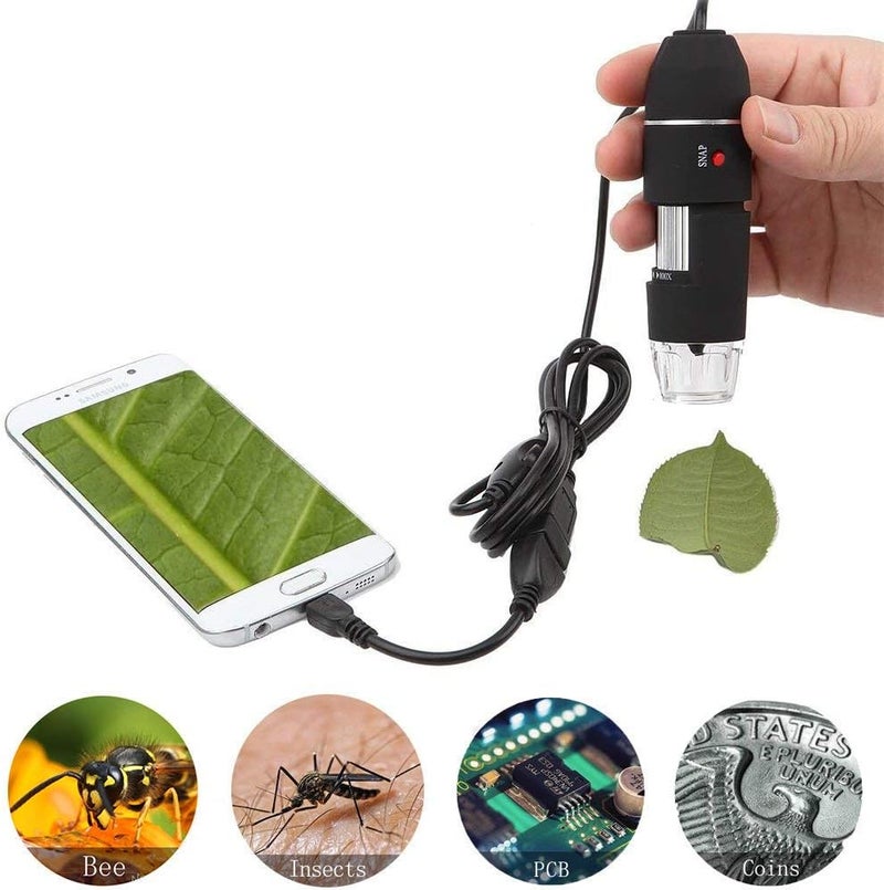 Jiusion Original 40-1000X USB Microscope, Black, LED Light, Metal Base, Compatible with PC, Camera, Android, Mac, Linux, Chrome - Image 4