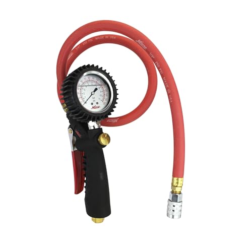 Milton Pro Analog Tire Pistol Grip Inflator with Pressure Gauge, 36" Hose Kwik-Grip Safety Air Chuck, Made In USA 160 PSI - Image 1