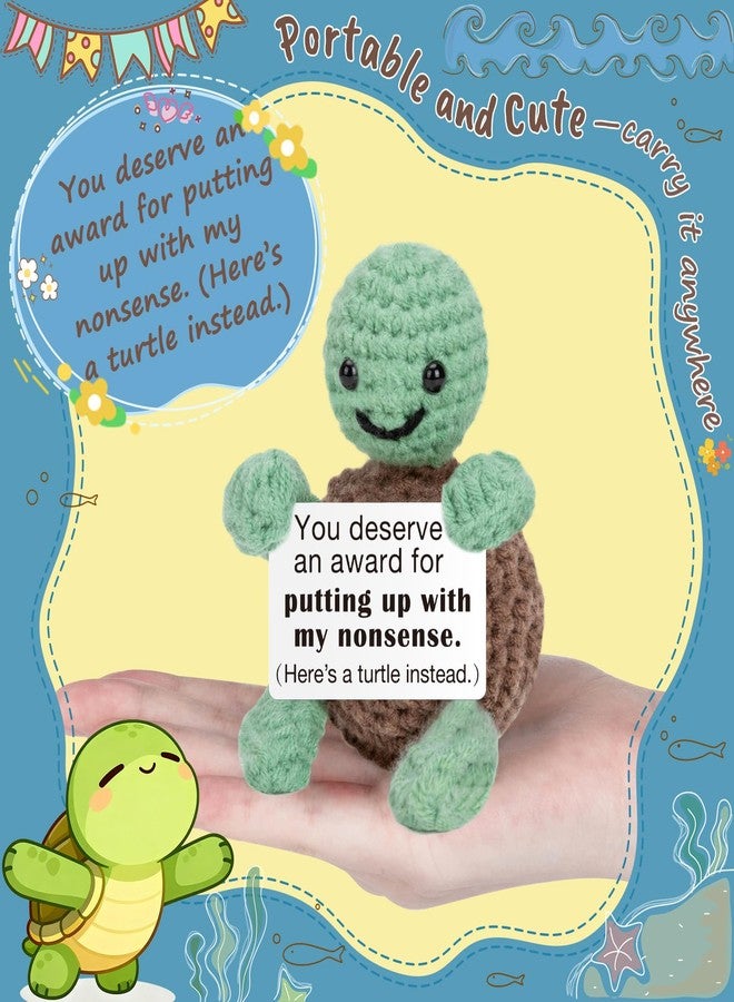 WELLBANEE Emotional Thank You Turtle Gifts for Women Men Boyfriend Girlfriend, Cute Christmas Appreciation Gifts for Friends Coworkers, Small Humor Handmade Crochet Animal Decor Stocking Stuffers for Him Her - Image 2