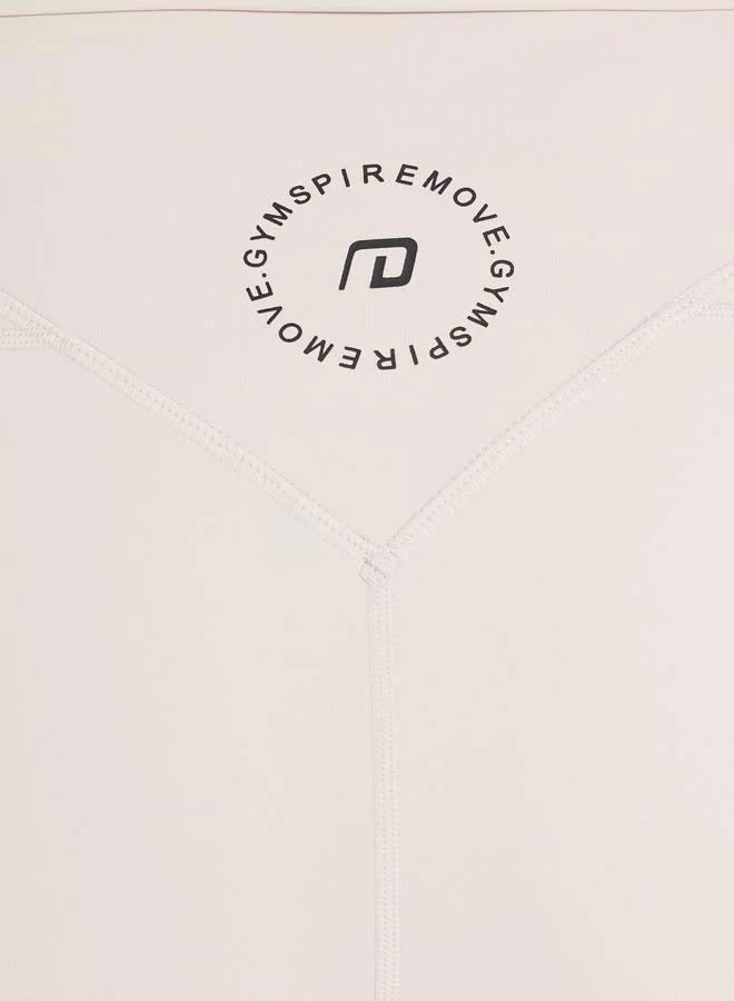 Styli Gymspire Edition - Label & Logo Waist Circle Text Detail Leggings