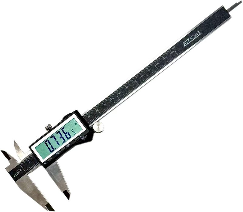 iGaging EZCal Digital Caliper 0-8"/200 mm - IP54 Electronic Caliper with Extra-Large LCD Display - Quick & Accurate Measurements in Inch, Metric, & Fraction Modes - Includes Case, Manual, & Battery - Image 1