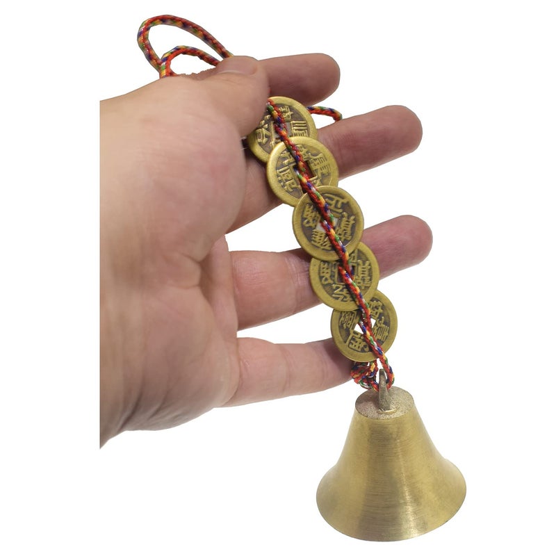 Yutoner Chinese Feng Shui Bell for Wealth and Safe  Pendant Coins for Peace and Success Feng Shui Element  Good Luck Car Door Hanging Pendant Chime (Copper) - Image 4
