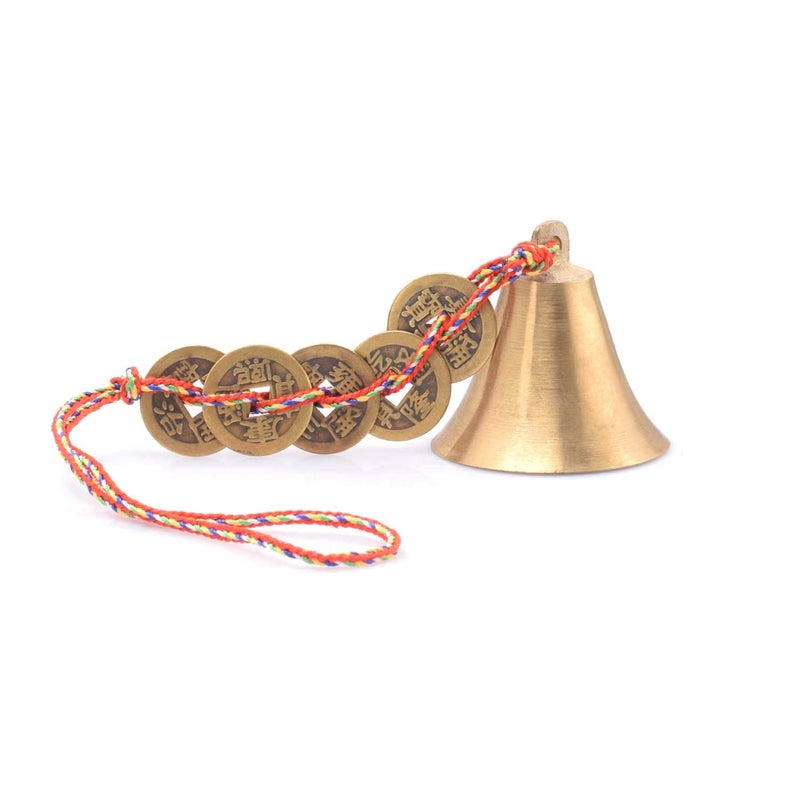 Yutoner Chinese Feng Shui Bell for Wealth and Safe  Pendant Coins for Peace and Success Feng Shui Element  Good Luck Car Door Hanging Pendant Chime (Copper) - Image 1