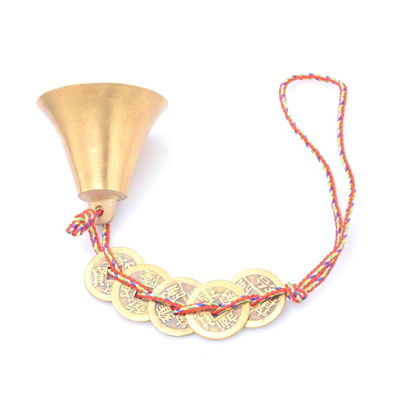 Yutoner Chinese Feng Shui Bell for Wealth and Safe  Pendant Coins for Peace and Success Feng Shui Element  Good Luck Car Door Hanging Pendant Chime (Copper) - Image 2