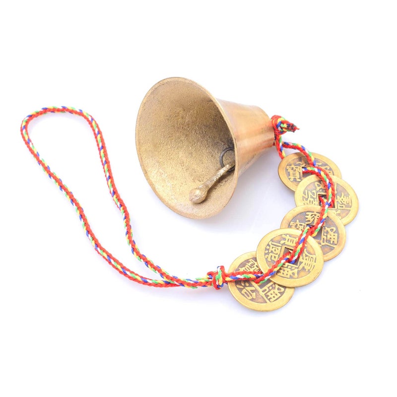 Yutoner Chinese Feng Shui Bell for Wealth and Safe  Pendant Coins for Peace and Success Feng Shui Element  Good Luck Car Door Hanging Pendant Chime (Copper) - Image 3