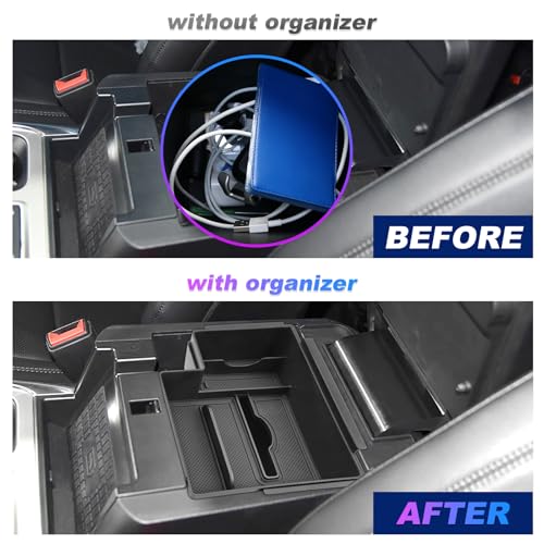 SXCY 2PCS for 2025 2026 Ford Explorer Center Console Organizer 2020-2024 2025 2026 Explorer Accessories 2024 2025 2026 Explorer Armrest Console Tray(Updated Double Layers with Tissue Storage Funtion) - Image 2