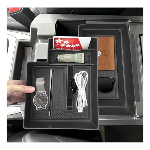 SXCY 2PCS for 2025 2026 Ford Explorer Center Console Organizer 2020-2024 2025 2026 Explorer Accessories 2024 2025 2026 Explorer Armrest Console Tray(Updated Double Layers with Tissue Storage Funtion) - Image 3