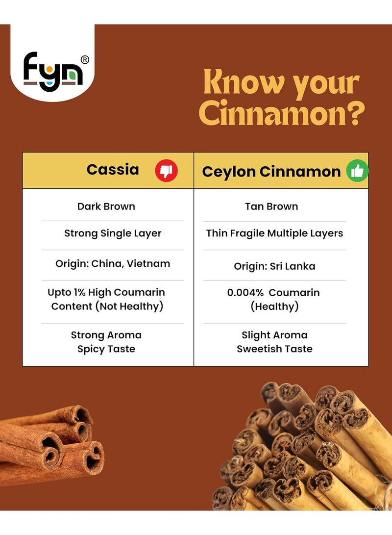 Cinnamon FYN Ceylon Cinnamon Sticks (100g) - Authentic True Sri Lankan Dalchini Quills Roll | World's Finest | Low Coumarin - Image 5