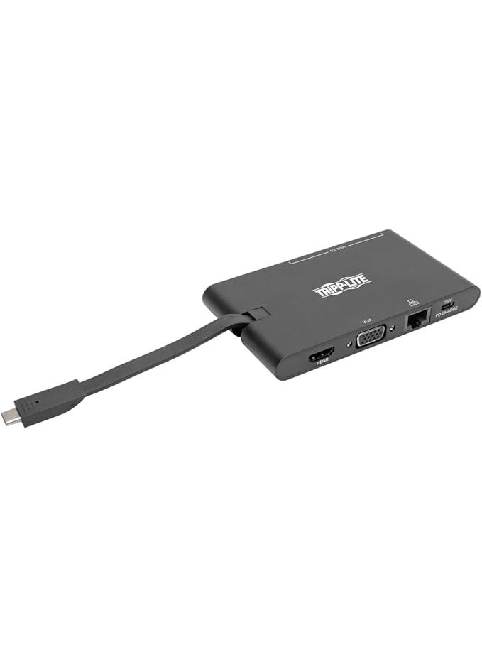 Tripp Lite U442‑DOCK3‑B USB-C Docking Station USB 3.2 Gen 1 4k USB-A/C Hub HDMI VGA mDP Gbe, 100W PD Charging (U442-DOCK3-B)