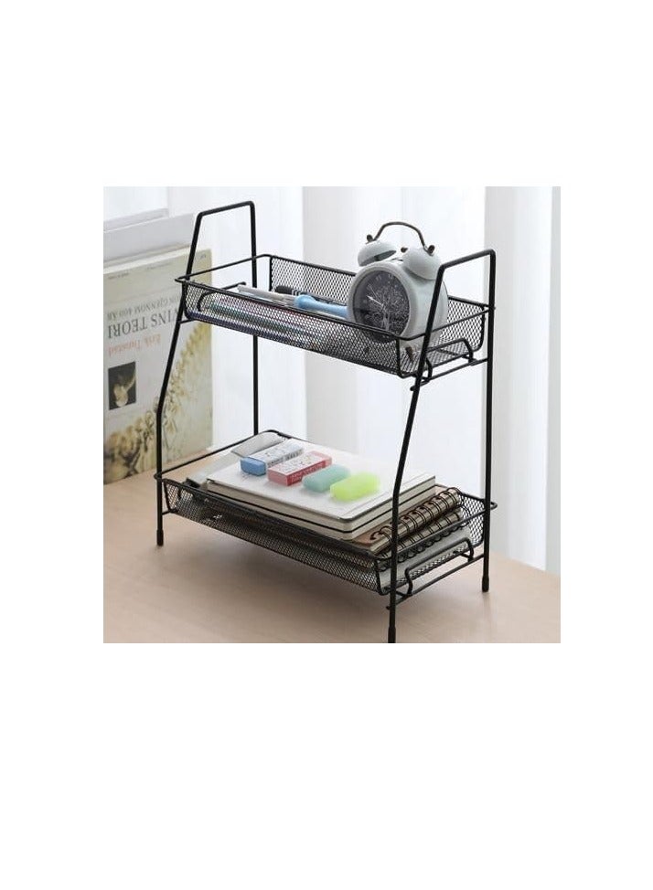 2 Tier Multipurpose Metal Black Organizer Stand: For Bathroom or Kitchen TH - Image 1