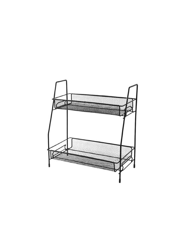 2 Tier Multipurpose Metal Black Organizer Stand: For Bathroom or Kitchen TH - Image 2