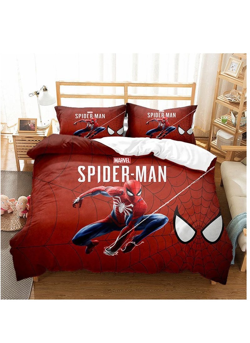 Furtey Spider-Man Movie Theme Bed Sheet Set 3D Printed Cartoon Bed Sheet Set with 1 Quilt Cover 1 and 2 Pillowcases for Child  - Image 1
